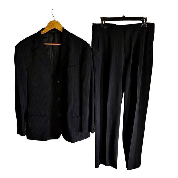 DKNY - Wool Mans Pen-stripe Black Suit - Picture 1 of 16